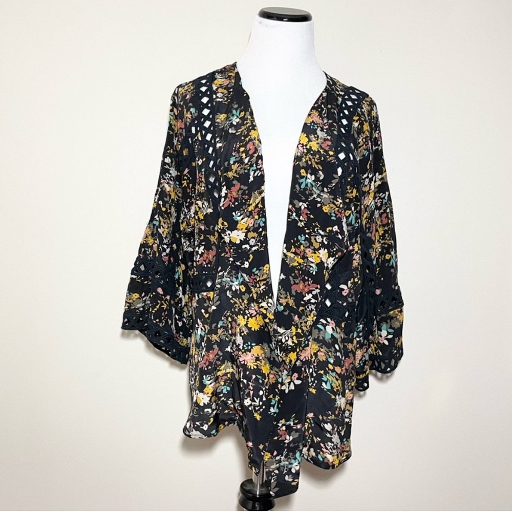 Anthropologie Silk Open Front Kimono